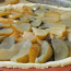 Chocolate and pear tart with cream